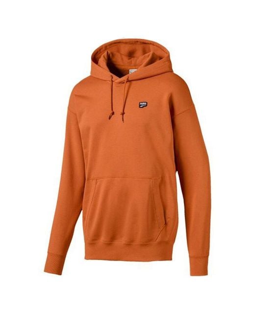 PUMA Orange Street Style Long Sleeve Pullover Hoodie 596002 17 Cotton for men