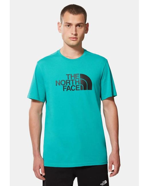 The North Face Blue T Shirt Ss Easy Tee Porcelain Cotton for men