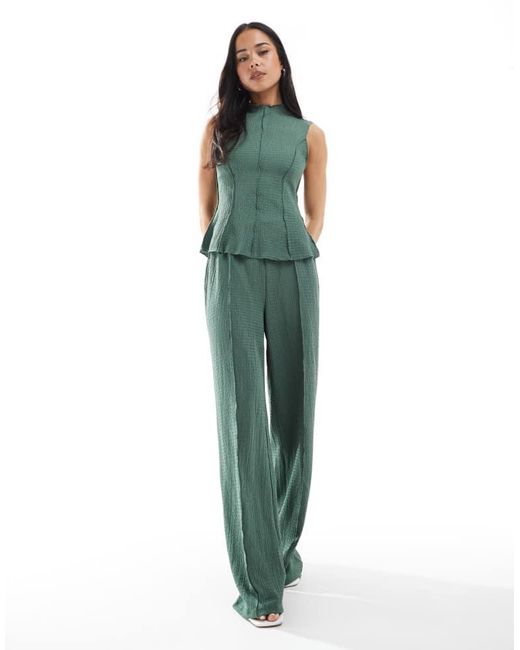 Vero Moda Green Textured Jersey Seam Detail Top Co-ord