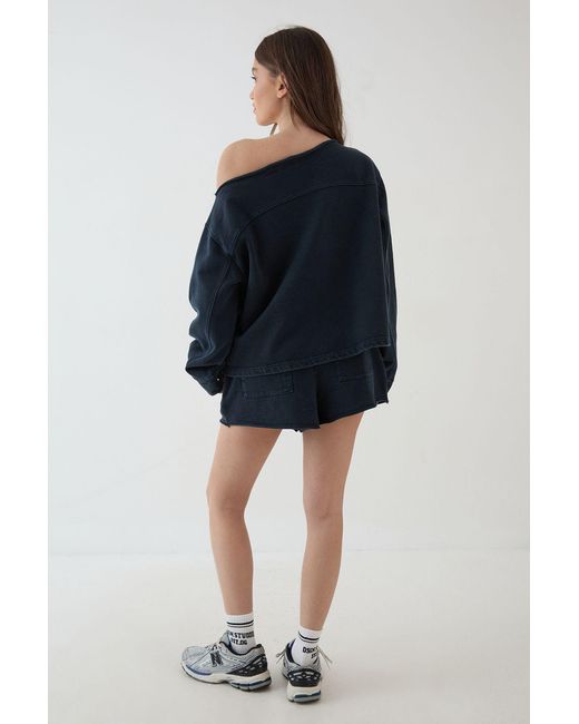 DSGN Studio Blue Heavyweight Washed Off The Shoulder Oversized Sweatshirt