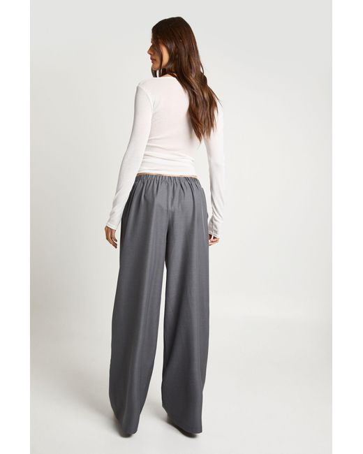 Boohoo Multicolor Button Detail Tailored Wide Leg Trousers