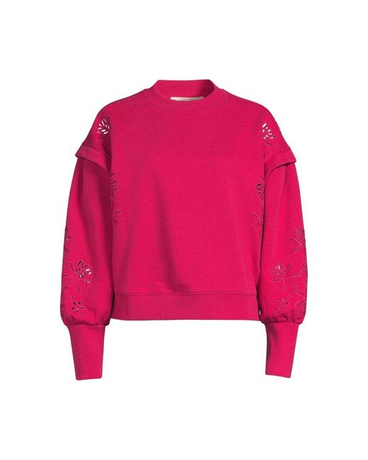 Scotch & Soda Sweater Puff Sleeve Embroidery Sweatshirt Rood in het Red