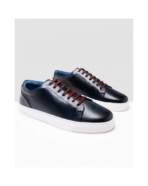 Oliver Sweeney Blue Hayle Antiqued Calf Leather Trainers for men