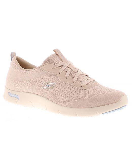 Skechers Pink Trainers Arch Fit Refine Lavi Lace Up Taupe