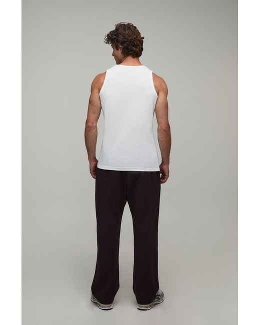 BoohooMAN White Essential Regular Fit Waffle Vest for men