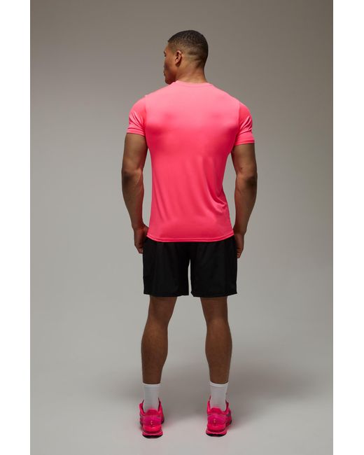 BoohooMAN Pink Active Regular Fit T-Shirt for men
