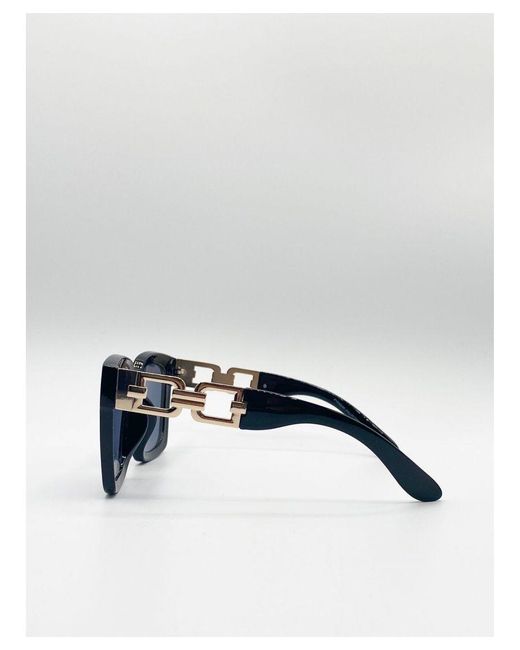 SVNX Blue Oversized Sunglasses With Chain Detail