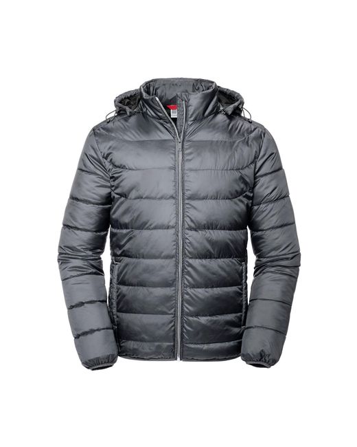 Russell Gray Adults Hooded Nano Jacket (Iron)