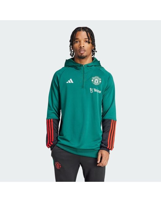 Adidas Originals Green Manchester United Tiro 23 Hoodie for men