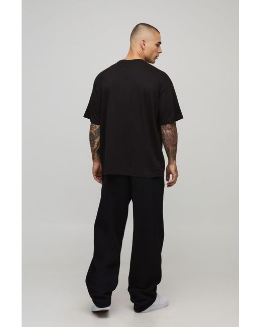 BoohooMAN Black Basic Oversized Extended Neck T-Shirt for men