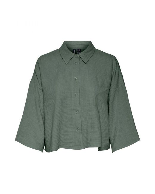 Vero Moda Natali Crop Shirt in het Green