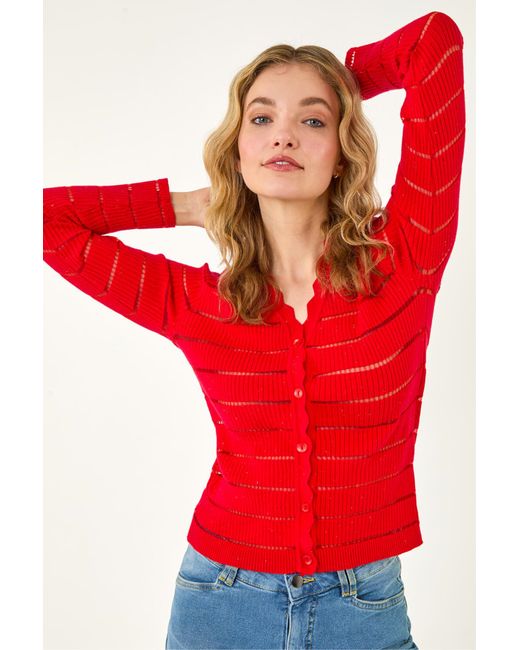 D.u.s.k Red Scallop Edge Cardigan