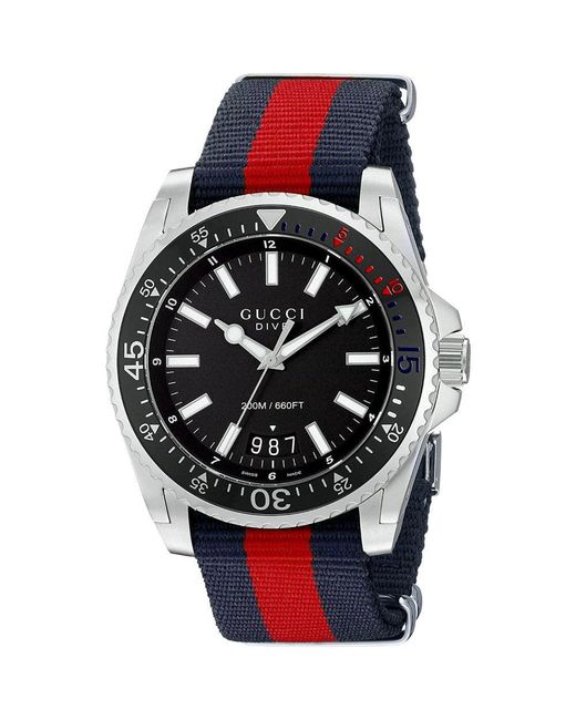 Gucci Ya136210 Duikhorloge Met Zwarte Wijzerplaat in het Black voor heren