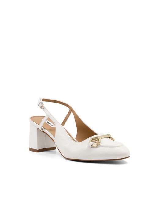 Dune White Ladies Wf Cassie Wide Fit Sling-Back Court Shoes Wf