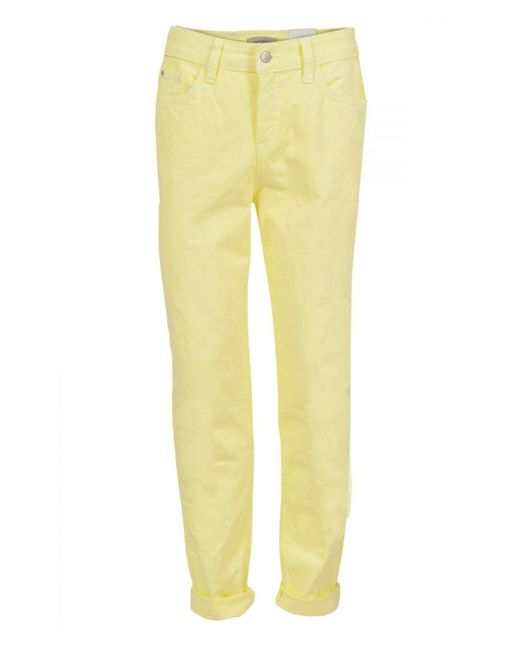 Marks & Spencer Yellow Girlfriend Cropped Roll Hem Jeans Cotton