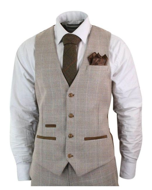 Paul Andrew Gray 3 Piece Tweed Check Vintage Retro Suit Velvet for men
