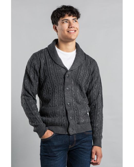 Tokyo Laundry Gray Shawl Neck Cable Knit Cardigan for men