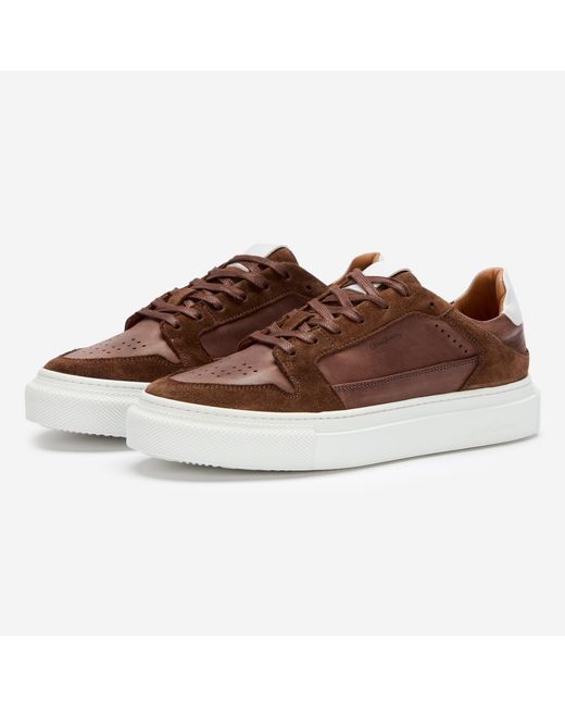 Oliver Sweeney Brown Hand Finished Calf Leather Cupsole Trainers for men