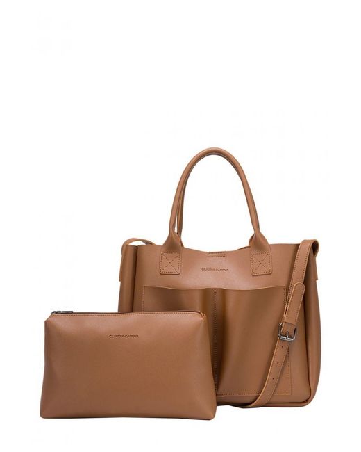 Claudia Canova Brown Megan Xl Front Pocket Tote Bag