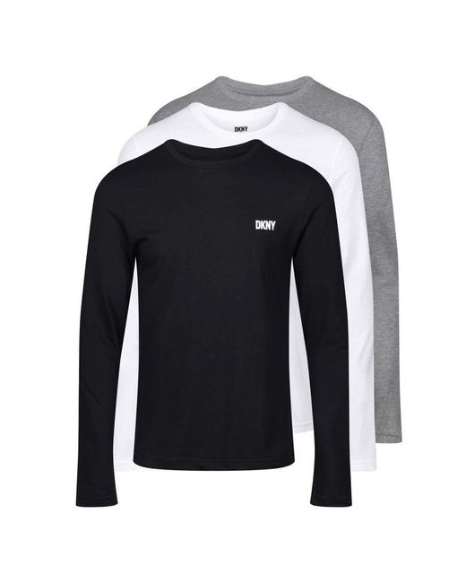 DKNY Long Sleeve 3 Pack T-shirt In Zwart Grijs Wit in het Blue voor heren