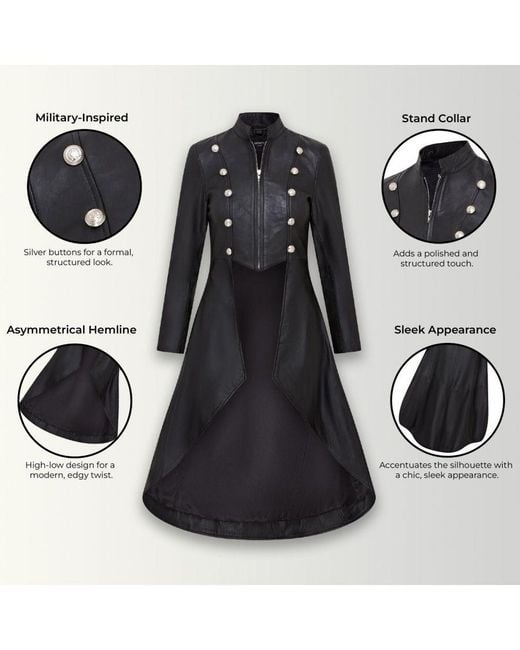 Infinity Leather Black Gothic Full Length Edwardian Coat