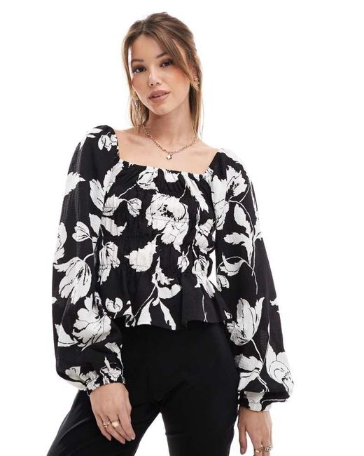 Vero Moda Black Balloon Sleeve Smock Top