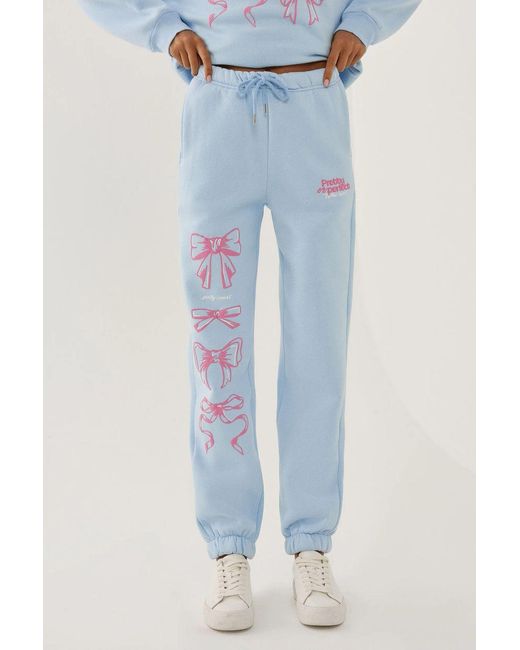 Hiccup Blue High Waist Printed Sweatpants