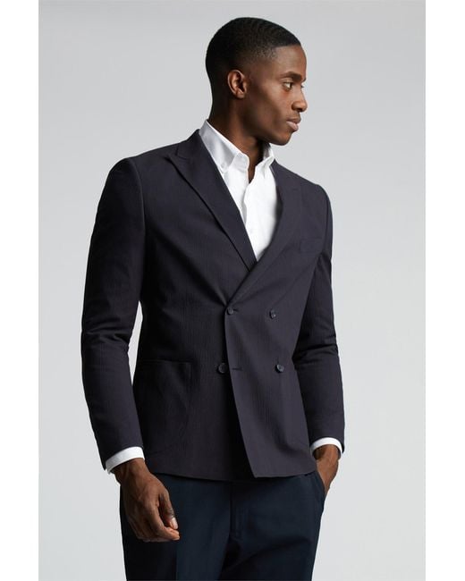 Limehaus Blue Long Sleeve V-Neck Regular Casual Blazer for men