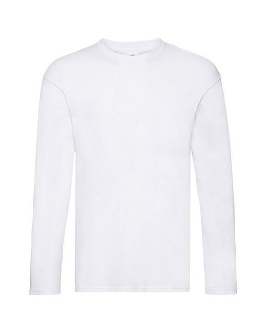 Fruit Of The Loom White Original Long-Sleeved T-Shirt Cotton for men