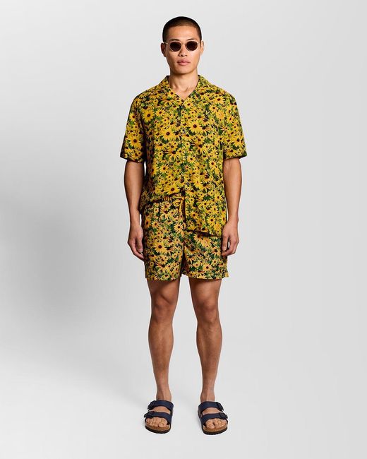 Lyle & Scott Green Floral Graphic Resort Shirt for men