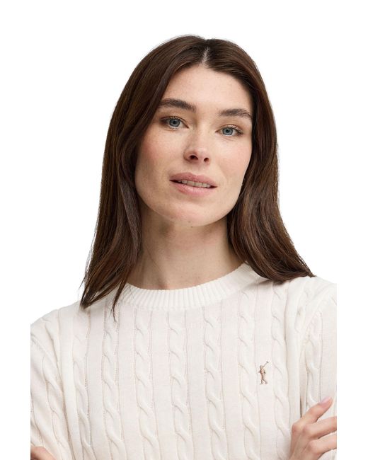 POLO CLUB Natural Crew Neck Cable Knit Sweater Pullover19