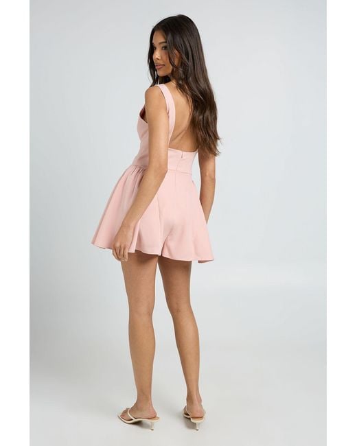 Boohoo Pink Structured Flippy Short Woven Playsuit