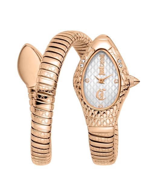 Just Cavalli Metallic Snake Watch, Color Case, Dial, Stainless Steel Bracelet