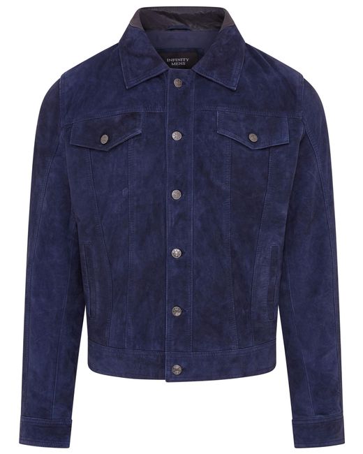 Infinity Leather Blue Goat Suede Jeans Jacket- Nurmes for men