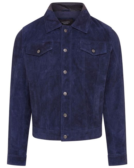 Infinity Leather Blue Goat Suede Jeans Jacket- Nurmes for men