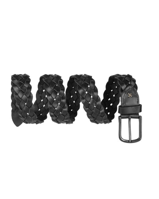 Woodland Leathers Black Genuine Leather Braided Woven Belt 1.5" Width for men