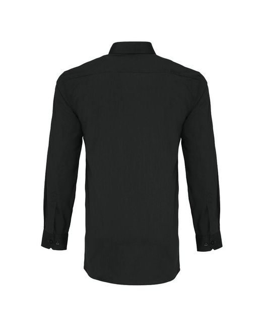 PREMIER Black Long Sleeve Fitted Poplin Work Shirt for men
