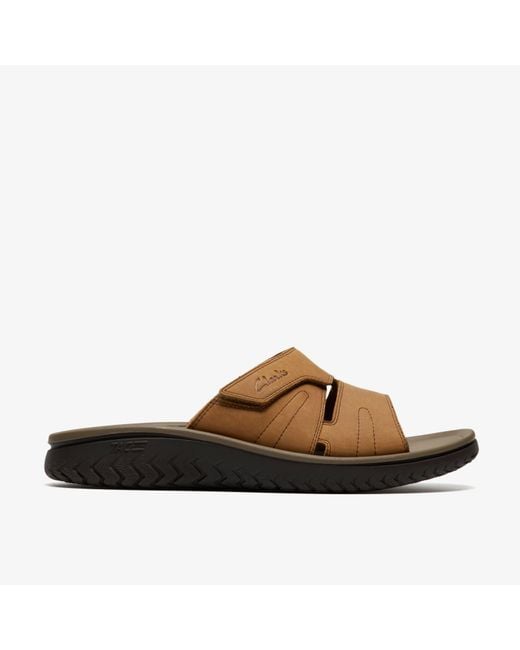Clarks Brown Wesley Vibe Sand Sandals for men