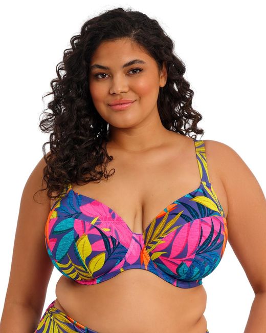 Elomi Blue Es803302 Porto Rafti Underwired Plunge Bikini Top