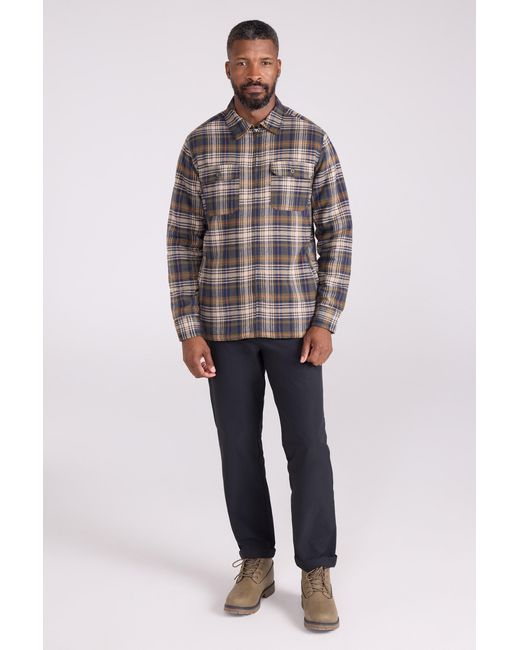Mountain Warehouse Gray 'Stream Ii' Lined Flannel Shirt With Front Pockets Warm Cosy Top Cotton for men