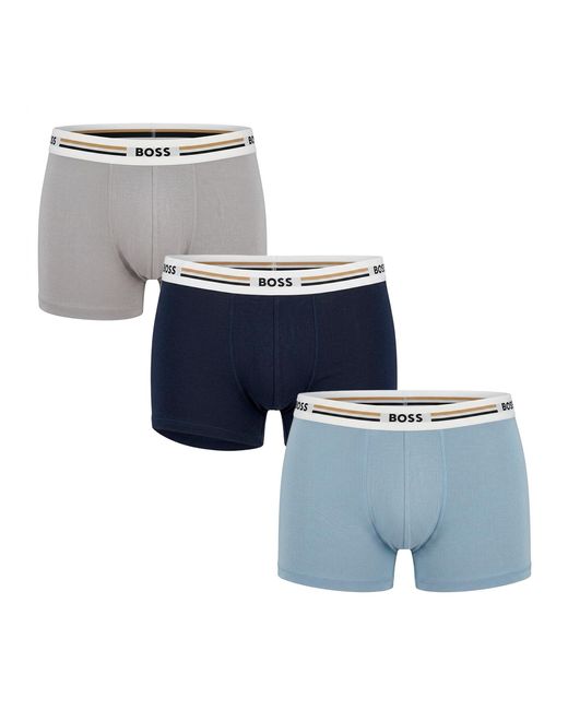 Boss Blue Pack Of 3 Elastic Boxers With Logo 50492200 for men
