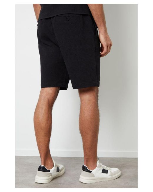 Threadbare Blue 'Reserva' Textured Cotton Shorts With Stretch for men