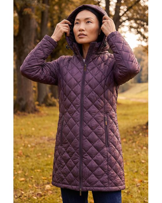 Roman Purple Two Tone Diamond Quilted Coat