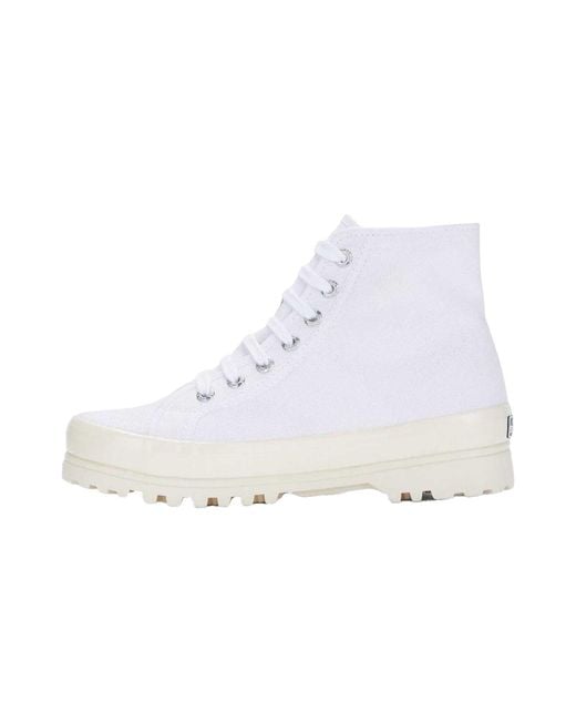 Superga White Adult 2341 Alpina Shiny Gum High Top Trainers /Shiny Off)