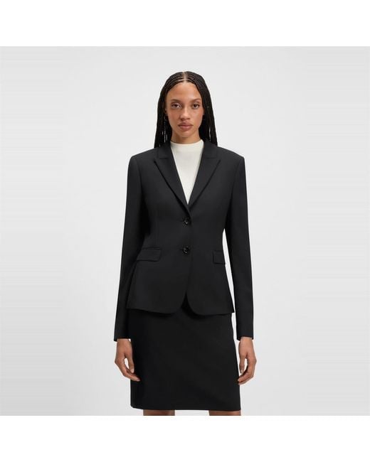 Boss Black Solid Patterned Lapel Collared Blazer