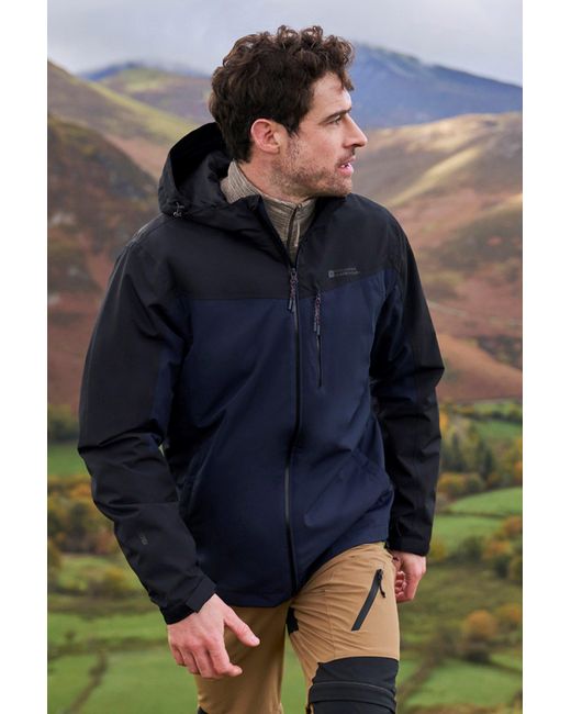 Mountain Warehouse Blue 'Brisk Extreme' Jacket With Multiple Pockets Mesh Lined Waterproof Coat for men