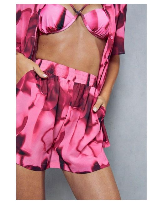 MissPap Pink Printed Floaty Shorts