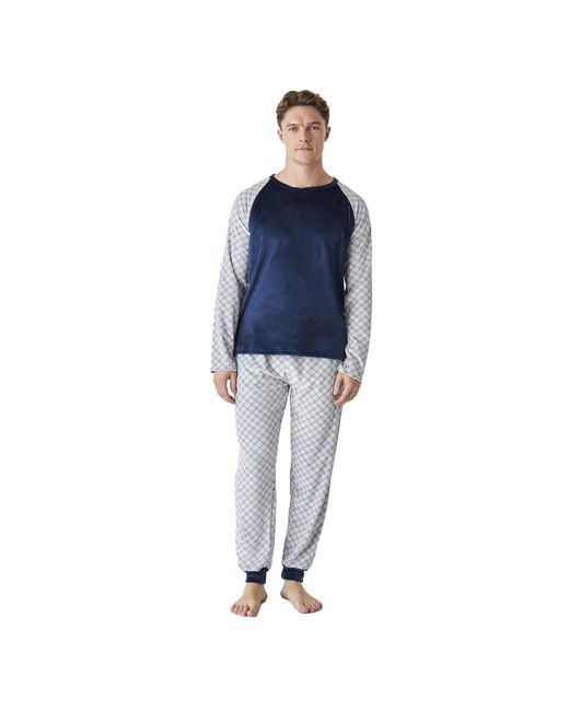 J&j Brothers Blue Winter Pajamas Long Sleeve Velvet Jjbep5301 for men