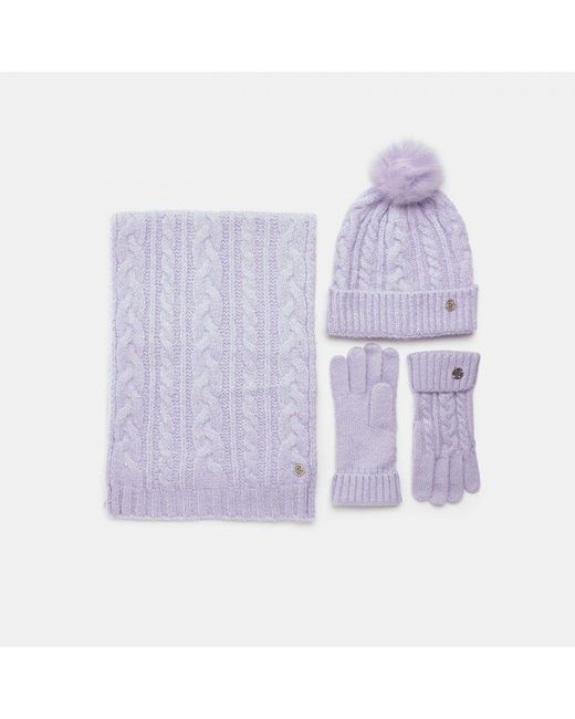River Island Purple Hat Scarf And Gloves Set