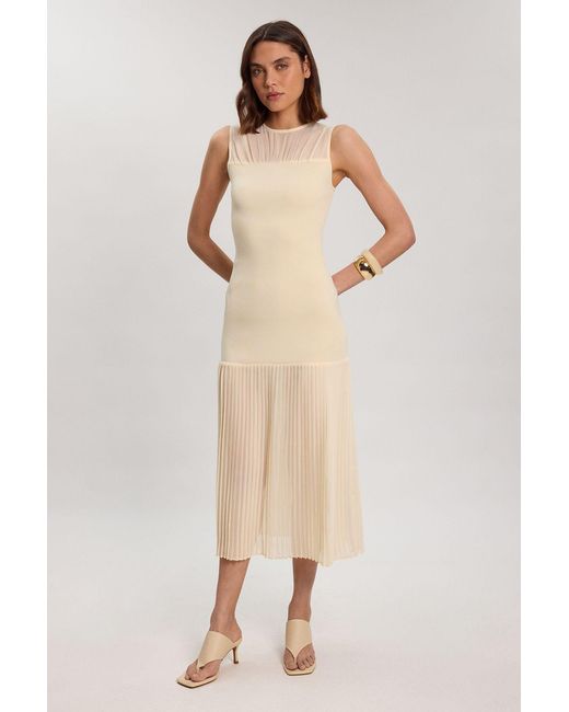 Karen Millen White Figure Form Woven Bandage Mix Dress